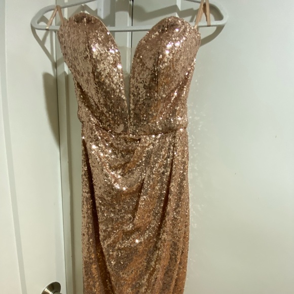 NWOT LA FEMME ROSE GOLD SEQUIN DRESS - Picture 15 of 16